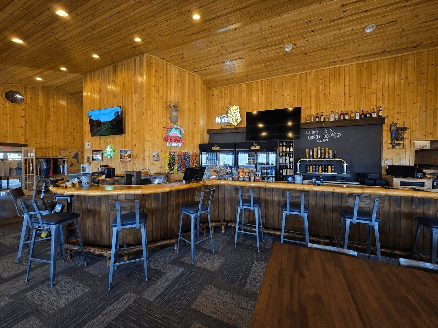Wide view of the Golden Eagle clubhouse bar